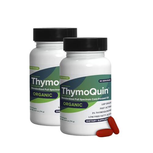 ThymoQuin Organic Cold-Pressed Black Seed Oil | Pure Nigella Sativa with 3% Thymoquinone for Immune, Skin, and Joint Health | USDA Certified & Non-GMO | 2 Pack -  CAVU Nutrition, LLC, THY-ORG