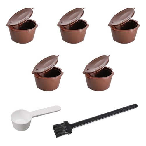 5 tazas de filtro de café, 1 cuchara medidora, 1 cepillo de limpieza, adaptador de taza de café reutilizable para cafetera, filtro de café portátil