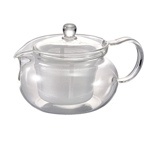 Hario AYAORI CHJMN-45-AY-NW Tea Teapot, Heat Resistant Glass, Made in Japan, Transparent, Practical Capacity: 15.2 fl oz (450 ml), Round, Microwave and Dishwasher Safe