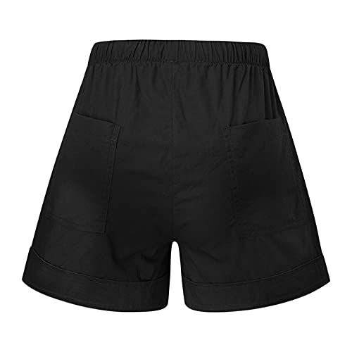 2023 Summer Casual Shorts for Women Drawstring Elastic Waist Beach Athletic Shorts Pocketed Comfy Cotton Lounge Shorts - Image 7