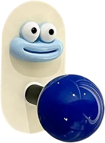 Image of Cartoon Face Self-Adhesive Wall Hook with Colorful Ball Shape Knob, No-Drill Hanging Hook (1)