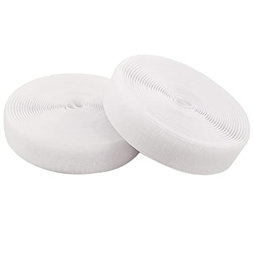 Sew on Hook and Loop Tape, 1 Inch x 33 Feet, Non-Adhesive Sticky Back Heavy Duty Nylon Strips Fabric Fastener, Sewing Nylon Fastener Interlocking Tape for Sewing DIY Crafts, Home, School, Office