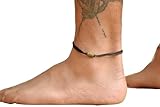 Anklet for men, men's anklet with bronze tube bead and black cotton cord, custom jewelry for him, cotton ankle bracelet, minimalist (Customize)
