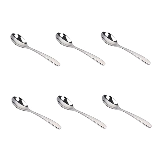 HEALEEP 6pcs Versatile Stainless Steel Spoon Beverage Soup Spoons Stylish Design for Home Office Use for Coffee Tea Desserts Smoothies