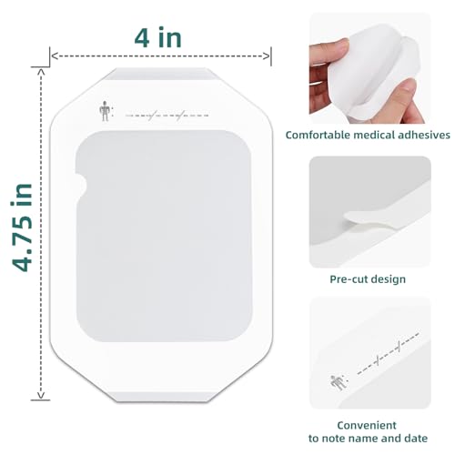 Ifwevs 20 Pack Transparent Film Dressing, 4 In X 4.75 In Waterproof Wound Bandage Adhesive Patches For Post Surgical Shower thumb #1