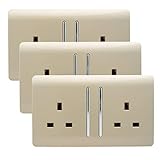 Trendi 2 Gang Artistic Modern Glossy 13 Amp Switched Tactile Plug Socket Champagne Gold (3 Pack)