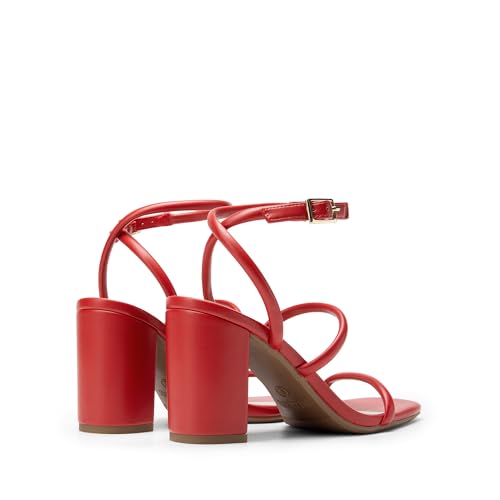 Image of DREAM PAIRS Women Heels Chunky Square Open Toe Strappy Ankle Strap Block High Heeled Sandals for Dressy Wedding Comfortable Shoes
