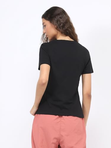 Image of NOBERO 100% Cotton T-Shirts for Women Stylish | Regular Fit | Solid T Shirts for Women 180 GSM Combed Cotton | Crew Neck Half Sleeve