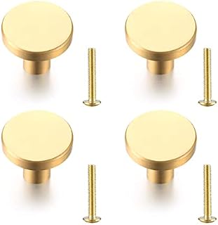 4PCS Round Wardrobe Handles, Gold Cabinet Dressing Table Drawer Wardrobe Door Handle, Home Decoration with Screws20 * 24mm