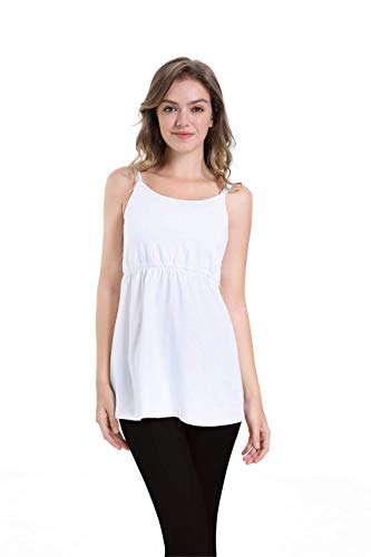 ZUMIY Camiseta de lactancia materna para mujer, sin aros, para la lactancia, Blanco, XL Cover