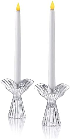 Angel Wing Candle Holder - Set of 2 Glass Taper Holders, 4.75 Inch, Fits Standard Tapered Candlesticks, Christmas Decoration, Holiday Table Centerpiece or Gift