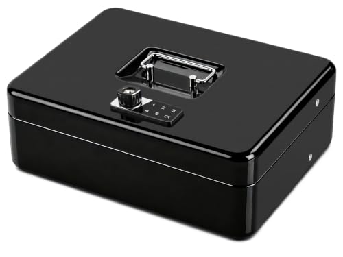 Image of KYODOLED Cash Box with Money Tray and Electronic Lock, 11.8 Inch, Black