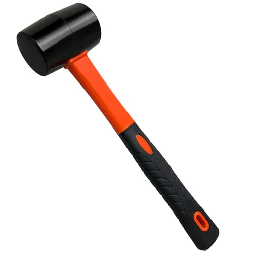 Rubber Mallet with Soft Hammer Head - 13.5 oz Rubber Mallet Hammer Rubber Mallets Hammer for Woodworking Flooring Tile Furniture Assembly Fencing & Woodwork Projects.Bright Orange