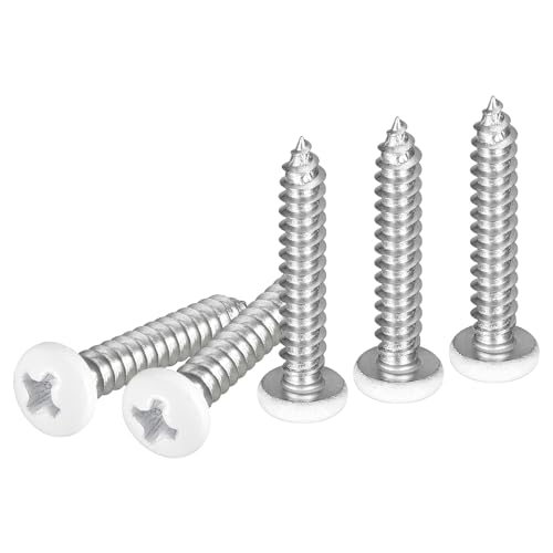 DTGN #8x1 White Screws 100Pack - 304 Stainless Steel Pan Head Phillips Sheet Metal Screw Self-tapping Screw Wood Screws