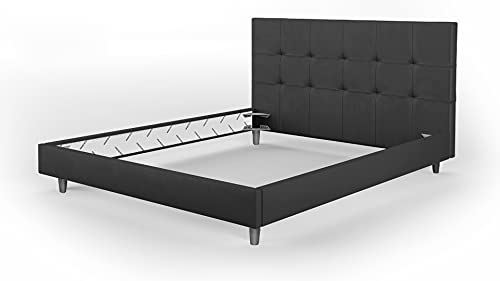 BiBi Relax Letto Matrimoniale Imbottito in Velluto Grigio Scuro |