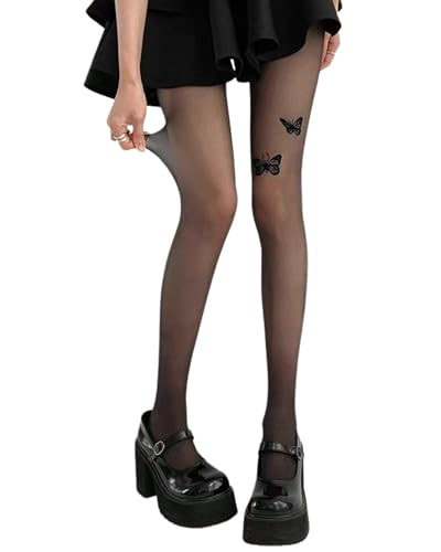 Womens Sexy Ultra-thin Stockings Jacquard Patterned Tights Leopard Black Silk Pantyhose One Size US S-M Party