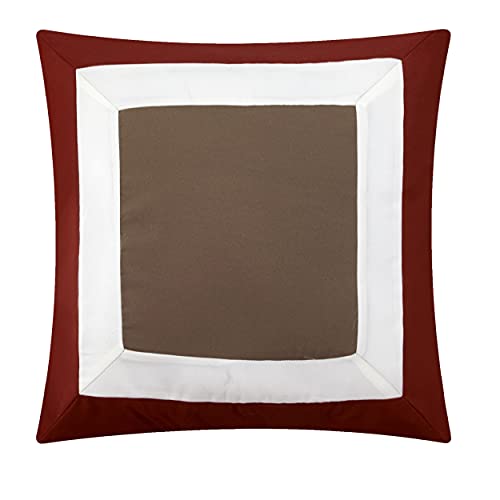 Chic Home Cs1458-An Cs1458-Wt 10 Piece Duke Patchwork Color Block Complete King Bed In A Bag Comforter Set Brick Sheets Included #TOP7