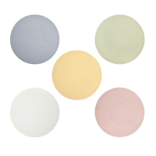 Marjoramy 5 Piezas Salvamanteles de Silicona 15cm, Resistente al Calor Posavasos, Salvamanteles Ollas Calientes, Protector Sartenes Silicona, Base Redonda para Ollas Sartenes, Antideslizante