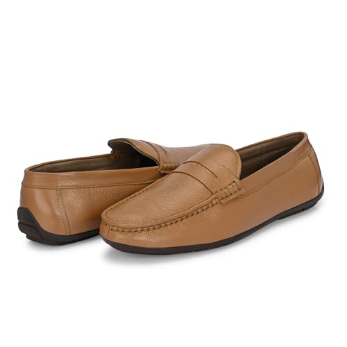 Image of Octa marc Men's Genuine Leather Loafer Shoes | Natural Rubber Sole with Soft Cushioned Insole | Classic Slip-On Design for Office, Party, Formal & Casual Wear