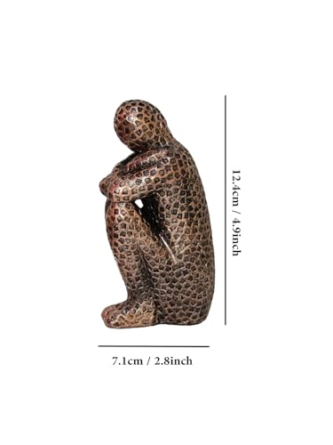 Image of TIED RIBBONS Decorative Abstract Thinker Men Statue Modern Art Showpiece Sculpture (Resin, Brown, 12.4 cm x 7.1 cm) Decoration Items for Home Decor Living Room Bedroom Bookshelf Table Office