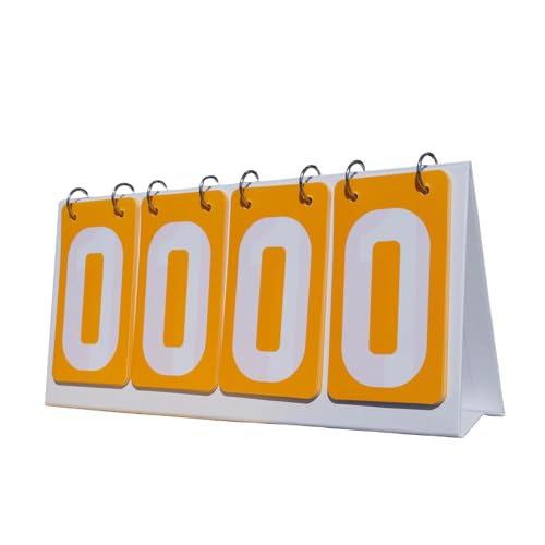 DYNWAVE Sports Scoreboard 4 Digits Score Keeper Team Games Flip Score Board Portable Tabletop Score Flipper for Football Volleyball, Yellow
