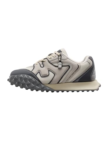 Image of The Souled Store Velocity 2.0: Orbit Men and Boys Low Top Sneakers Off White and Dark Grey Streetwear Fashion Breathable Mesh Upper Thick Midsole Textured Rubber Outsole Lace Up Closure Lightweight