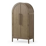 Maven Lane Selene Classical Wooden 2 Door Cabinet with Storage for Kitchen or Dining Room, Freestanding Armoire Bookcase in Antiqued Grey Finish