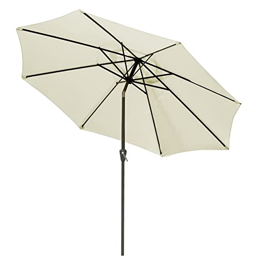 日除けパラソル 庭用パラソル 直径270cm×高さ240cm 日除け UVカット クランク開閉 チルト機能付き 折り畳み式 ガーデンパラソル ベースなし 大型 防水 汎用 アウトドア用 庭・公園・店頭・運動会・キャンプ・BBQ・ビーチなど (Color : Cream, Size : 9Ft(270CM))