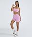 OMKAGI 2 Piece Workout Sets for Women Open Back Padded Sports Bras Booty Shorts with Pockets Gym Outfits(XS,422-Light Pink)