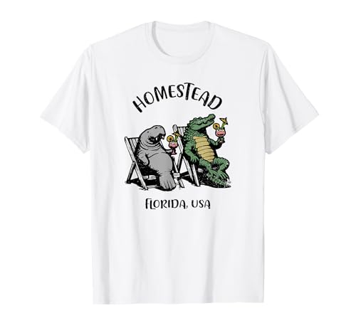Homestead Florida USA - Divertido diseño de manatí y cocodrilo Camiseta