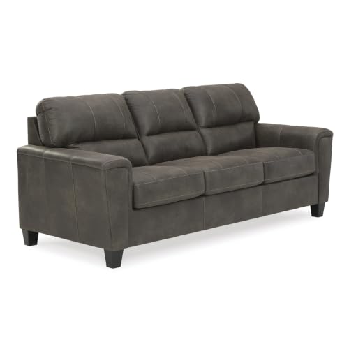 Signature Design by Ashley Navi Faux Leather Queen Sleeper Sofa Bed, Gray