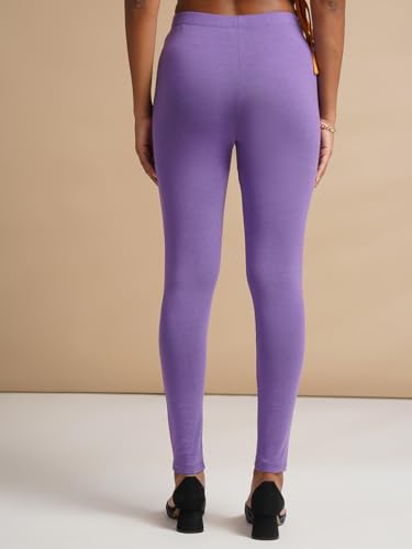 Image of ONE SKY Women Full Length Leggings | Cotton Modal Spandex Blend | High Waist Stretchable & Bio-Washed Fabric | Colour-Lock Technology | Comfortable Leggings for Women