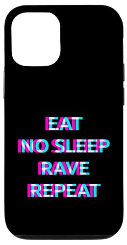 Eat No Sleep Rave Repeat 90s Techno EDM Music Festival Raver �X�}�z�P�[�X iPhone 12/12 Pro �p