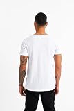 Leif Nelson Męski letni T-shirt z dekoltem w serek, krój slim fit, z zawartością bawełny, nowoczesna męska koszulka z dekoltem w serek, bluza z kapturem z krótkim rękawem, długa LN6280, biały, M