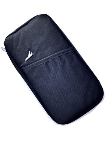 Portadocumentos para Viajes, Cartera de Documentos con Correa de Mano Cremallera para Pasaportes, Tarjetas de Crédito, Billetes, Pases de Embarque, Gris Cover