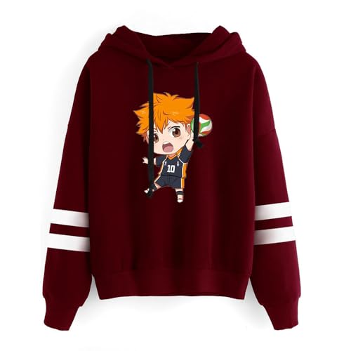 LKY STAR Anime Haikyuu Merch Sudaderas con Capucha Impresión Sweatshirt Langarm para Niños Niñas Hinata Shoyo Hino Satoshi Cosplay Hoodie