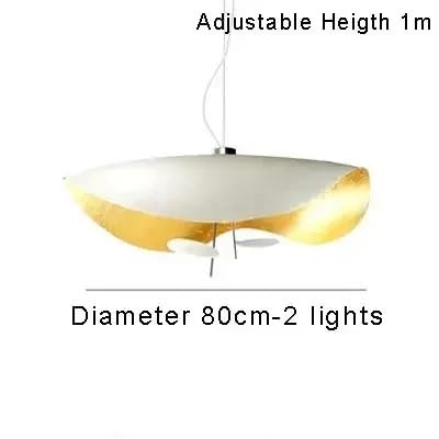 Generico Lampadario moderno, Lampada a sospensione Cappello disco volante dal design industriale retrò replica a bianca nera(White Gold D80cm,Dimming)