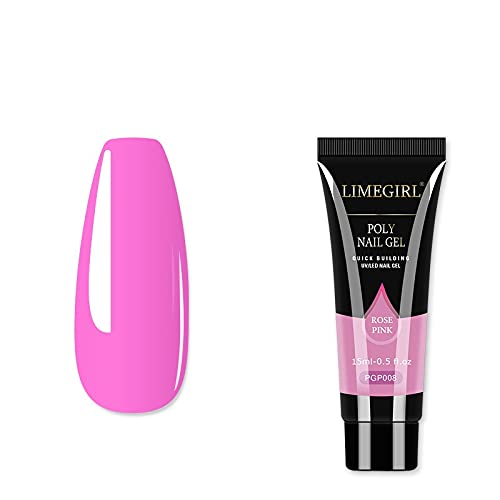 Limegirl Rose Pink Poly Nail Gel Finger Extension Nail Art Design Acrylic Gel Varnish hybrid 15ML Poly Extension Nail Gel Polish (LG-15ml-PGP08)-image-47