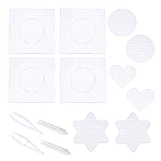 LIXSLT 14 st säkringspärlbrädor plast mall pärlplattor för barn gör-det-själv hantverk pärlor 5 mm (färg: Som visas, storlek: 20 x 18 x 5 cm)