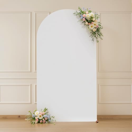 White Beige 7.2FT Arch Backdrop Cover Party Wedding Arch Covers Stretchy Backdrop Baby Shower Bridal Shower Photo Birthday Spandex Arch Stand Cover