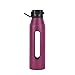 Takeya 22 Ounce Classic Glass Water Bottle with Silicone Sleeve and Flip Cap, Purple