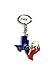 Texas Rodeo on Texas State Map shaped Metal Keychain- Texas Souvenir