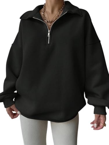 Image of SXV STYLE Half-Zip Pullover Sweatshirt, Oversized Fit