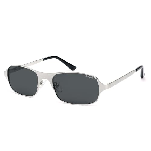 Image of SOJOS Retro Rectangle Polarized Sunglasses for Men Women, 70s 80s Vintage Small Square Sunnies SJ1267