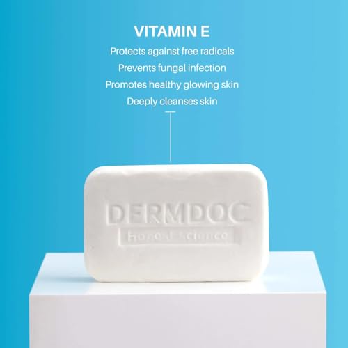 Image of DERMDOC by Purplle 0.5% Vitamin E Cleansing Bar (75 gm) (Pack of 2) | Mild, Gentle Cleansing Soap, Moisturising Soap, pH 5.5 | vitamin e for dry skin | facial cleansing bar