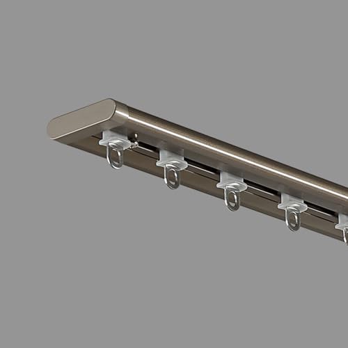 Aluminium Flexibilität Gardinenschiene Deckenmontage Vorhangschiene mit Riemenscheiben Haken Curtain Rail Komplettes Zubehör und Röllchen für Schwere Vorhänge Raumteiler(Gold,1m)