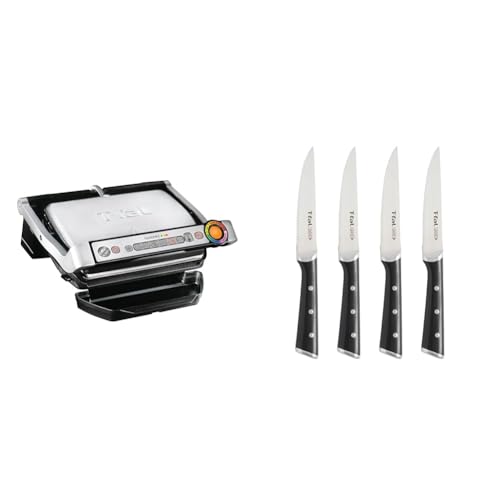 OptiGrill Stainless Steel Electric Grill With T-fal Ice Force Stainless Steel Steak Knives set