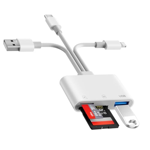 Apple MFI Zertifiziert SD Kartenleser iPhone USB-C & Lightning & USB-A Speicherkartenleser Support SD/TF/USB Anschluss sd Card Reader für iPhone/iPad/Kamera iPhone Kartenlesegerät Plug & Play