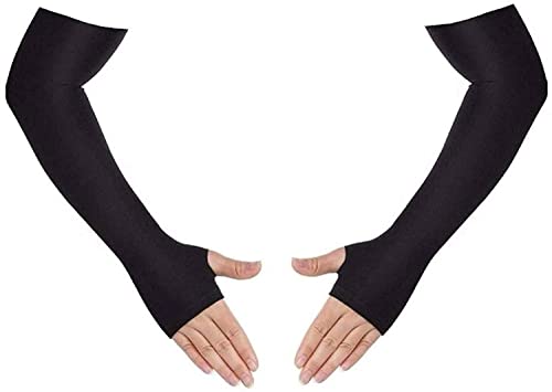 Image of one sixty eight UV cut and Sun Protection Arm Cooling Sleeves for Men and Women for Cycling, Driving, Outdoor Sports (Black, Free Size)