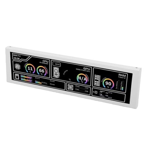 Hamwesh Pantalla de Temperatura de PC, ángulo de Visión Amplio de 178 Resolución de 1920x480 Pantalla de Temperatura de Computadora, LCD de 8,8 Pulgadas con Conectividad Tipo C para de CPU GPU en